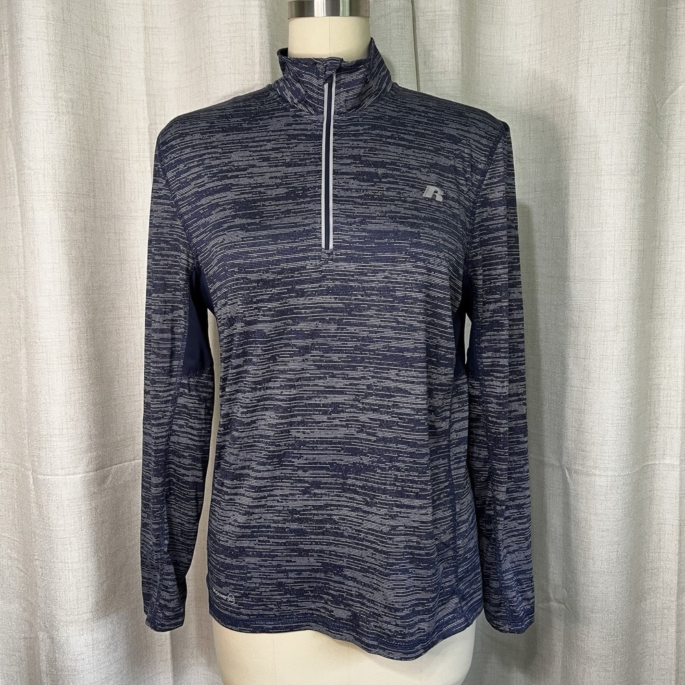 Russell Training Fit Blue‎ Top Size Small Dri-Power Long Sleeve 1/4 Zip